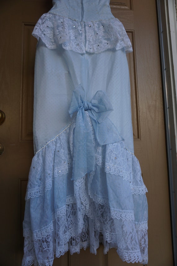 Small size 5 small baby blue white strapless part… - image 4