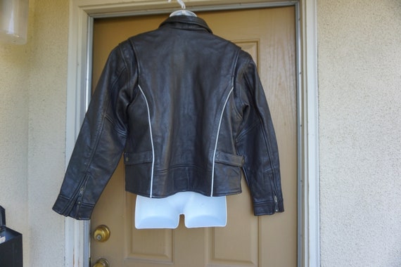 Vintage 80s/90s black leather jacket mens size XX… - image 4