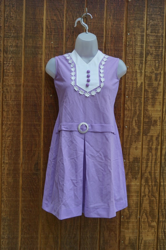 Drop waist purple vintage 1960s dress 60s estimat… - image 2