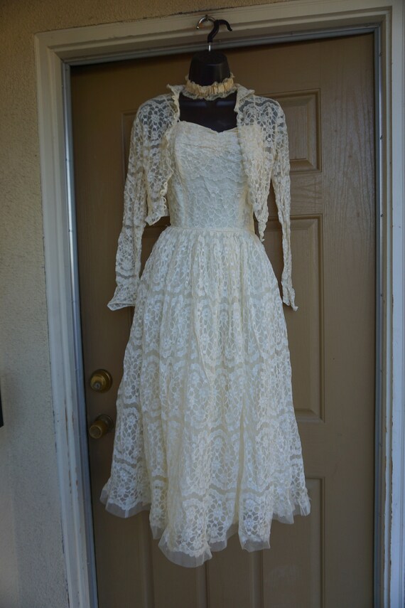 Emma Domb Dress Lace overlay 1950s - image 2