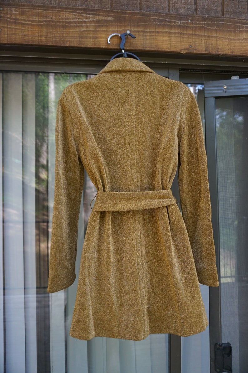 RUDI GERNREICH Designer Gold metallic shimmer Dress with matching jacket 70s 1970s size 12 image 9