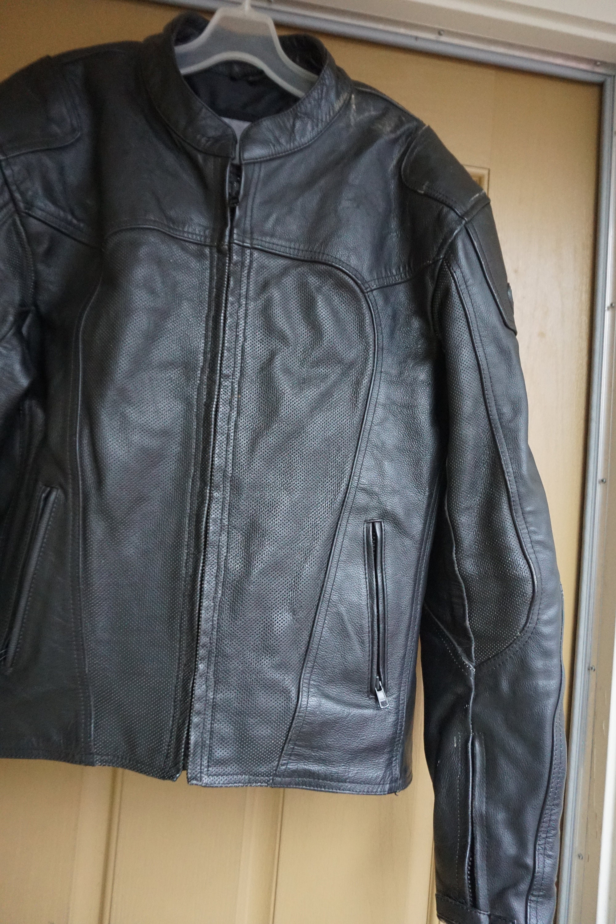 Vintage Black Leather Motorcycle // Biker Jacket MENS Size 46 | Etsy