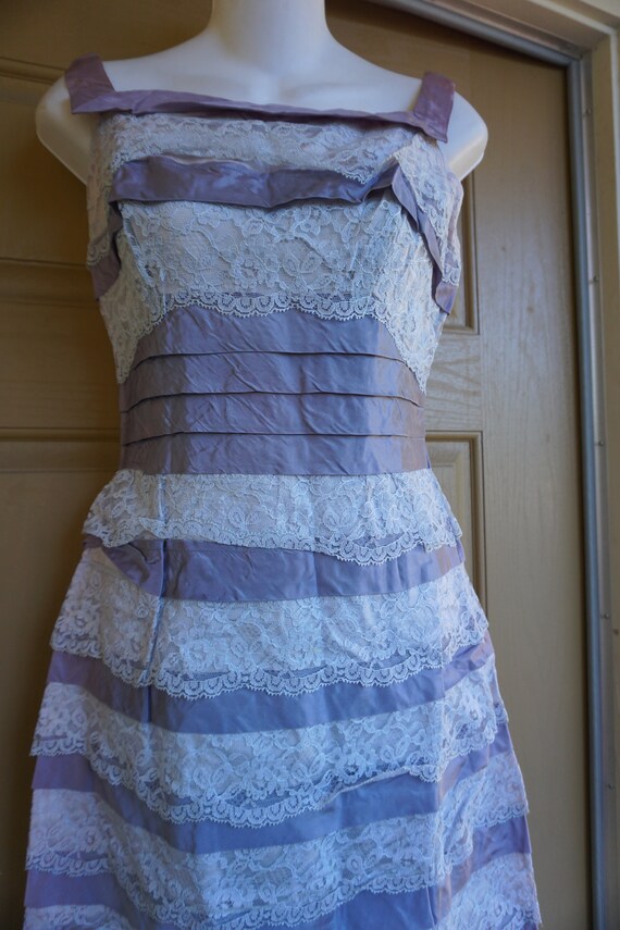 Vintage 1950s baby purple layered lace wiggle shi… - image 4