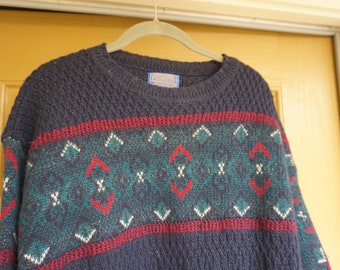 PENDLETON Western Wear 100% Virgin Wool Sweater thick heavy warm blue knit