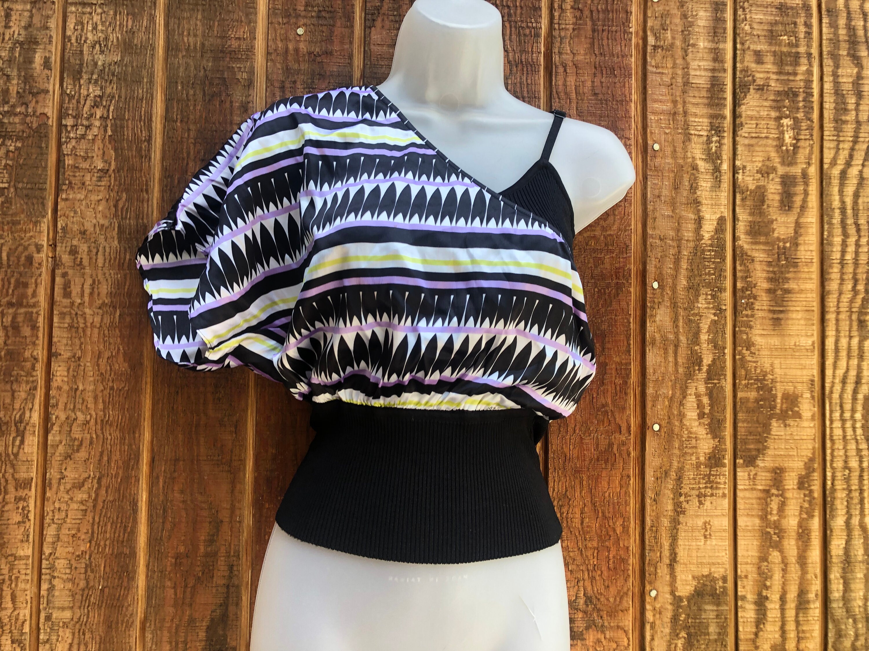 VTG Y2K bebe Womens Small Top New Black With Crystal Logo USA MADE 90s