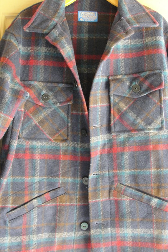 Vintage 80s 90s Virgin wool size M Pendleton plai… - image 3