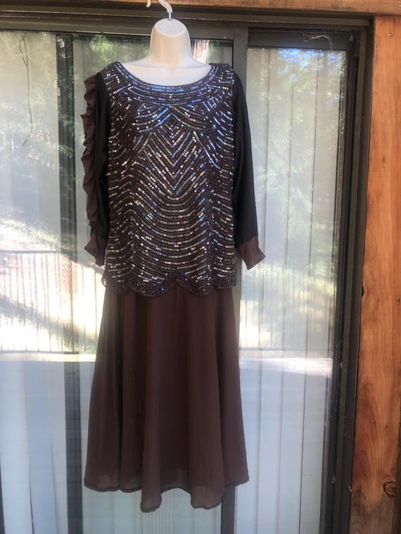 Size 16 Pisarro Nights Beaded Dress Formal Event Cocktail Party Maxi XL  Brown - Etsy Israel