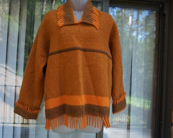 Lapp Lander Norway wool size 36 Vintage pullover sweater with fringe