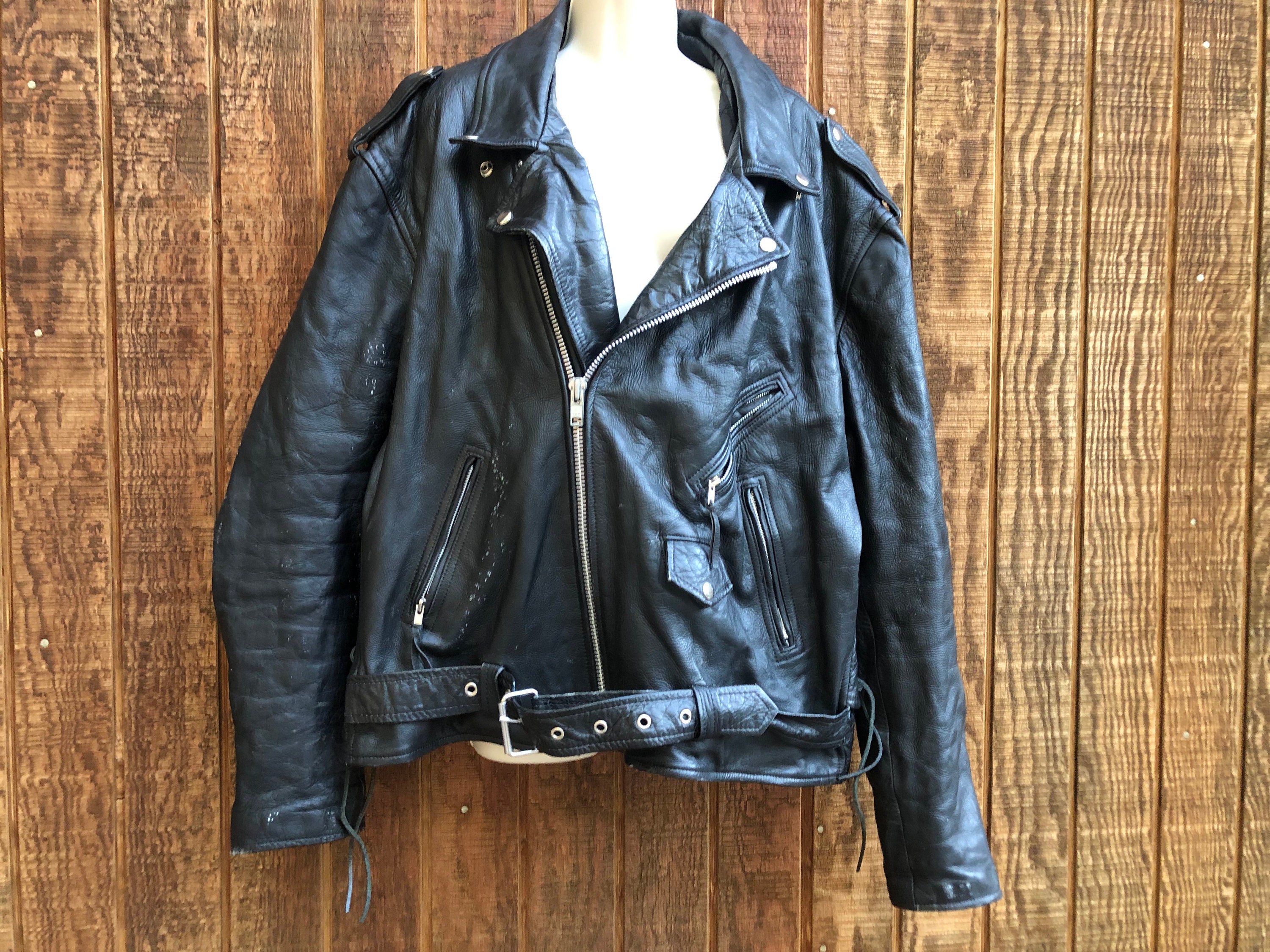 VINTAGE 】 SOHO Rib Leather Jacket Soho Retro Gray