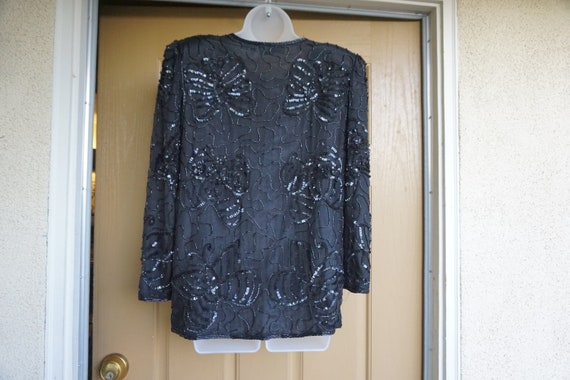 Vintage 1990s black sparkly sequined jacket by Am… - image 6