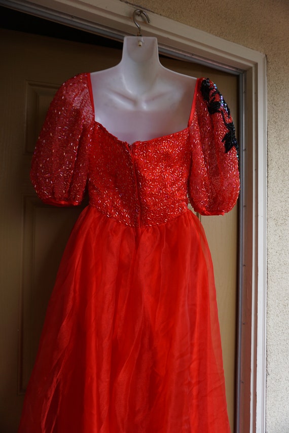 Gorgeous Vintage red and black beaded gown maxi p… - image 9