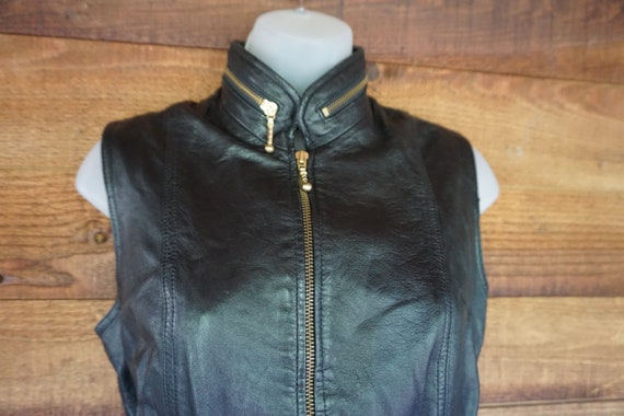 Tannery West Black Leather Vest Medium Sleeveless… - image 1