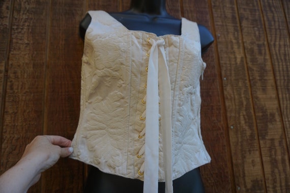 Cache off white Vintage lace up corset style shir… - image 8