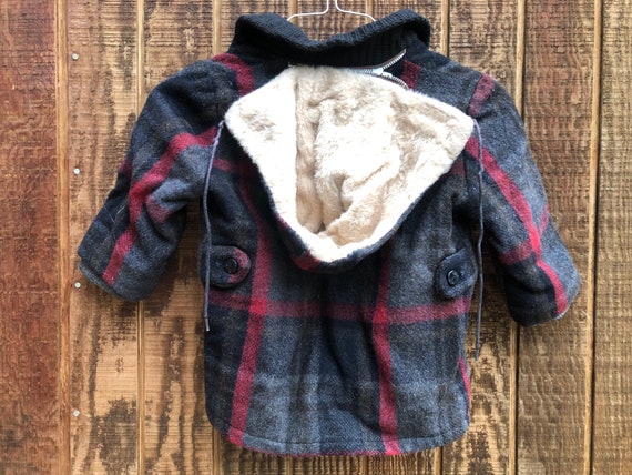Vintage 1980s youth kids plaid hooded jacket by T… - image 8