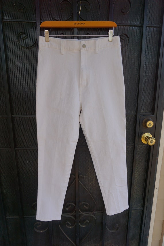 Stretchy white Vintage 90s zip up high waisted Ju… - image 6