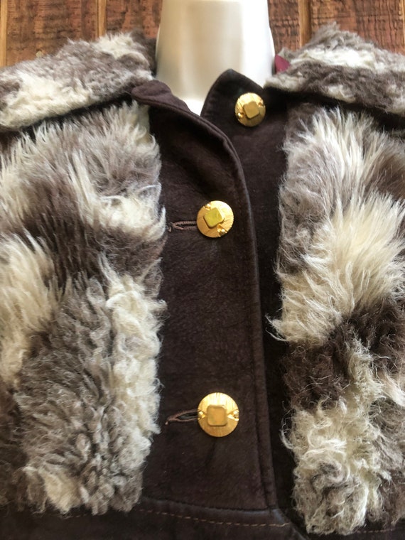 Grunge vtg faux fake fur COAT Small boho outerwea… - image 3
