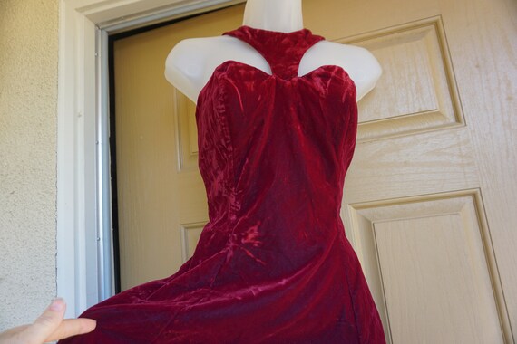 LA Glo Vintage velvet red dress size 5/6 - image 2
