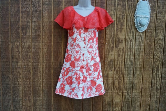 Vintage 1960s floral short mod dress with back zi… - image 1