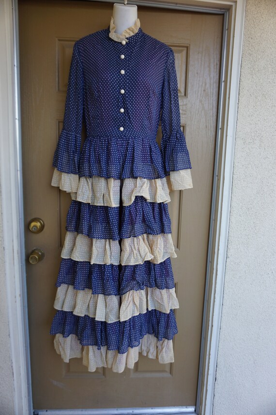 Vintage 1970s long polkadot maxi dress size 12 by… - image 5