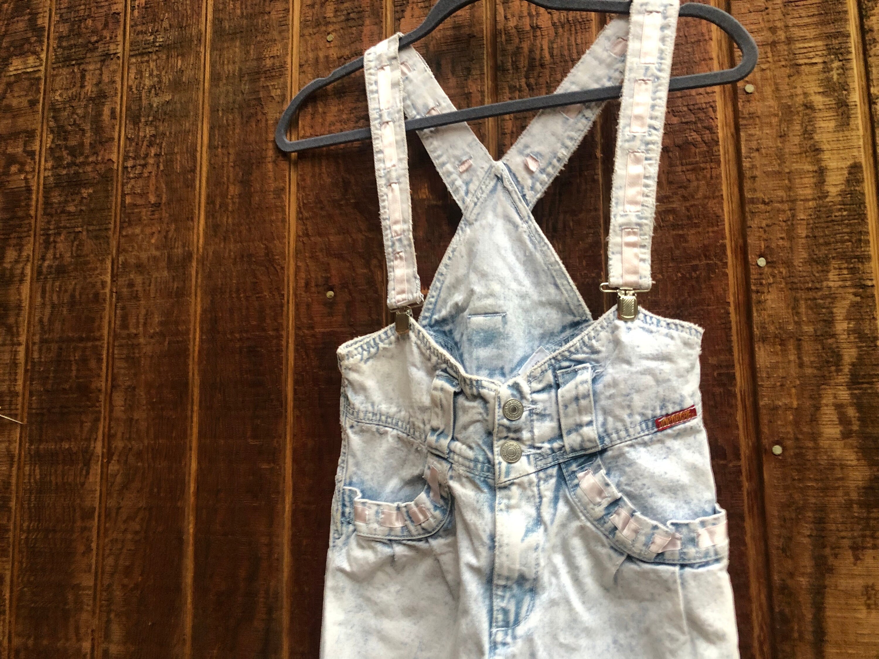 Girls Childrens Youth Vintage 80s 90s light blue denim Jordache overalls size 8
