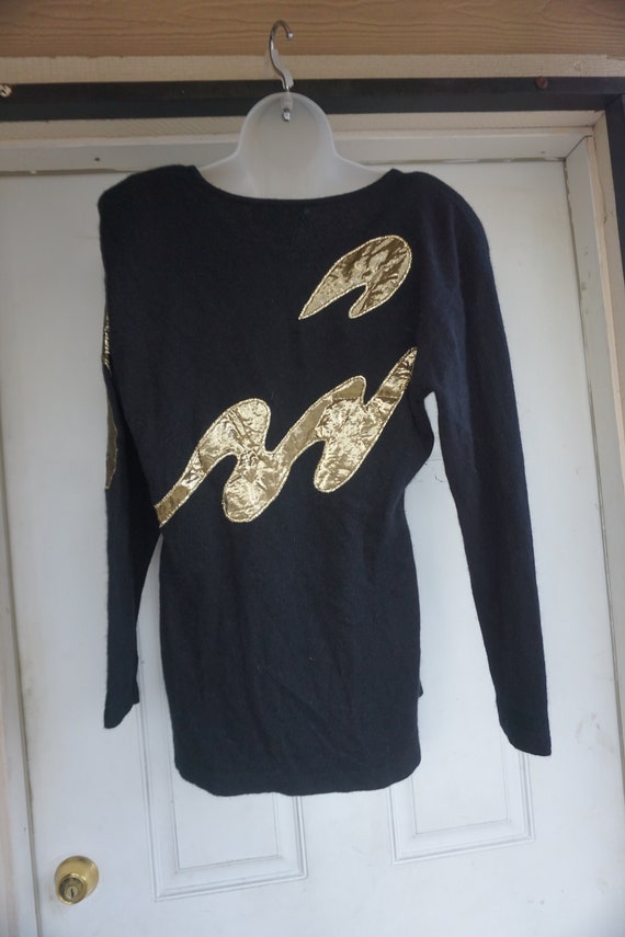 Black and gold knit sweater by Outlander size Lar… - image 9