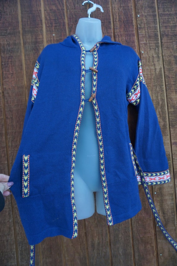 Hooded 1970s knit sweater jackewt size medium by … - image 8