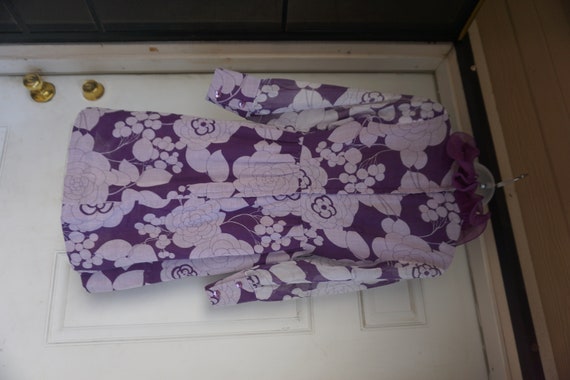 Mini dress Vintage 1960s floral short 60s purple … - image 6