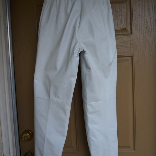 Jean Pierre vintage white leather pants labeled size 38 High Waisted 90s 1990s shops pleated