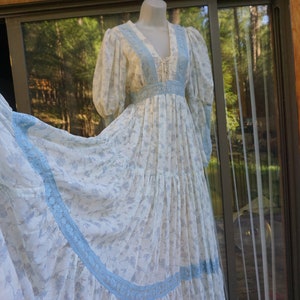Gunne sax dress gown size 11 prairie dress maxi 70s 1970s lace up