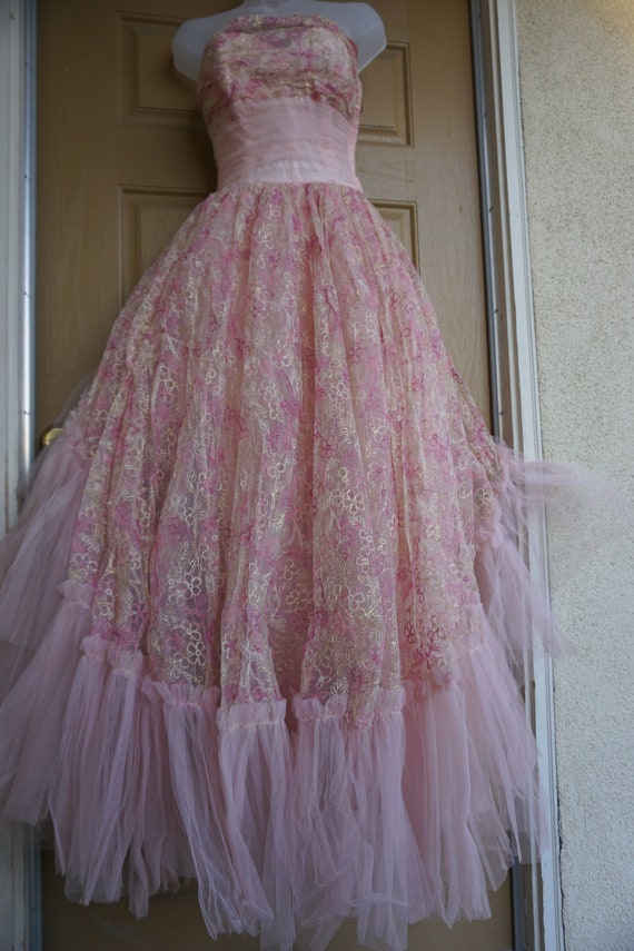 Vintage 1940s 1950s tulle prom dress by BULLOCKS … - image 6