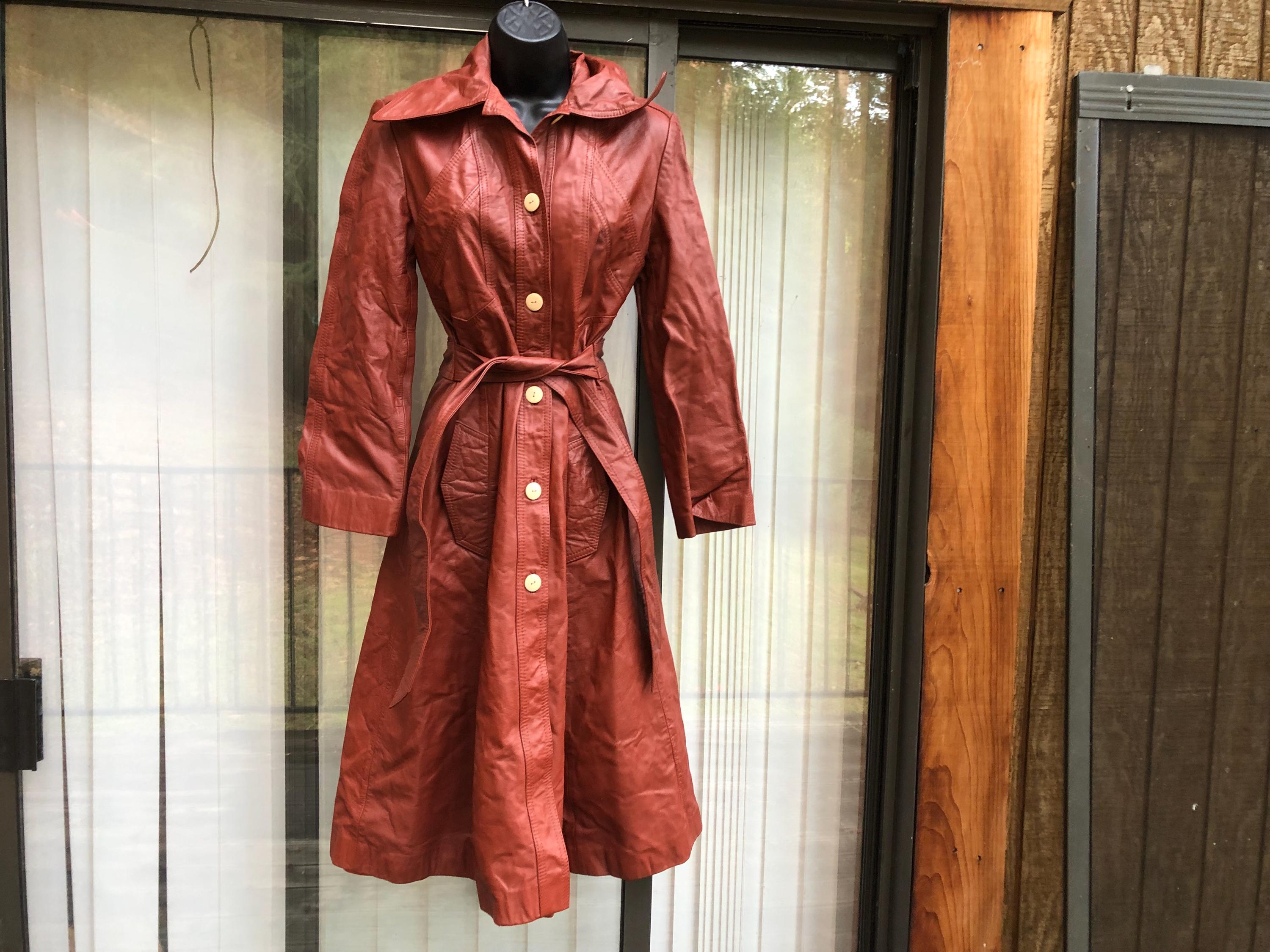 ジャケット・アウター Vintage   trench coat sullen Vintage Junior Gallery Leather 1970s Jacket Size 11 Fully Lined