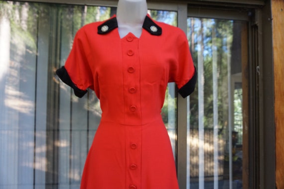 Vintage 1950s small red dress 50s - image 1