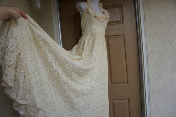 Prairie lace dress Halter 70's Gunne Sax Style Sun