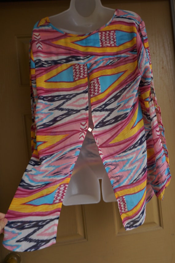 bebe sheer split back and split long sleeve top s… - image 4