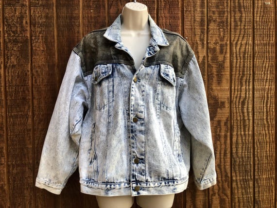 Vintage Equipt denim and leather jean jacket size… - image 1