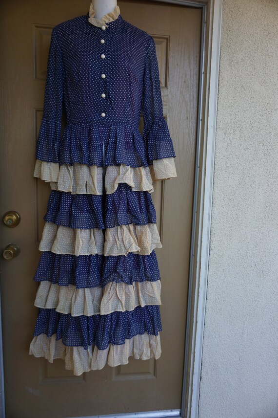 Vintage 1970s long polkadot maxi dress size 12 by… - image 6