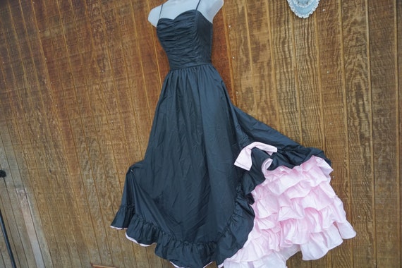 Dress Vintage 80s black and Pink Party PROM Dress… - image 1