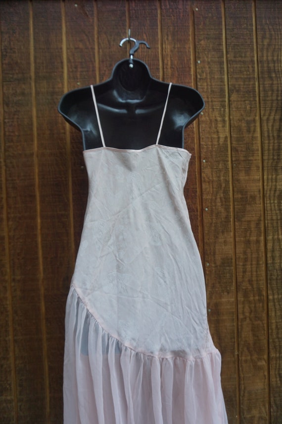 Vintage pastel pink asymmetrical sexy nightgown r… - image 9
