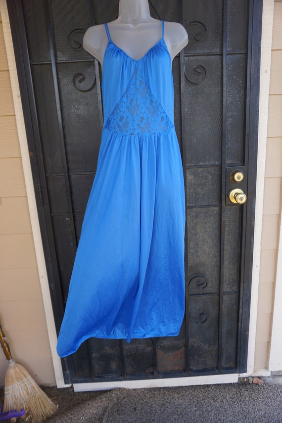 Diane Von Furstenburg Vintage blue long nightgown… - image 4