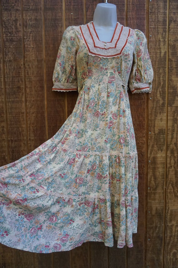 Vtg 1980s short sleeve dress size medium floral p… - image 5