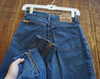 Size 7 / 8  Jordache high waisted denim jeans small zipper ankles 80s 90s 1980s 1990s