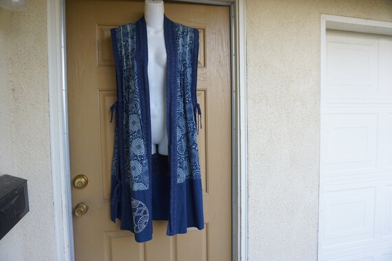 Vintage floral vest sleeveless jacket large L 70s