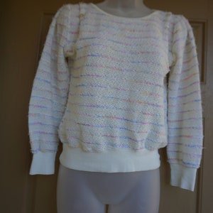 Vintage 1980s or 90s pastel heavy knit sweater size Medium image 5