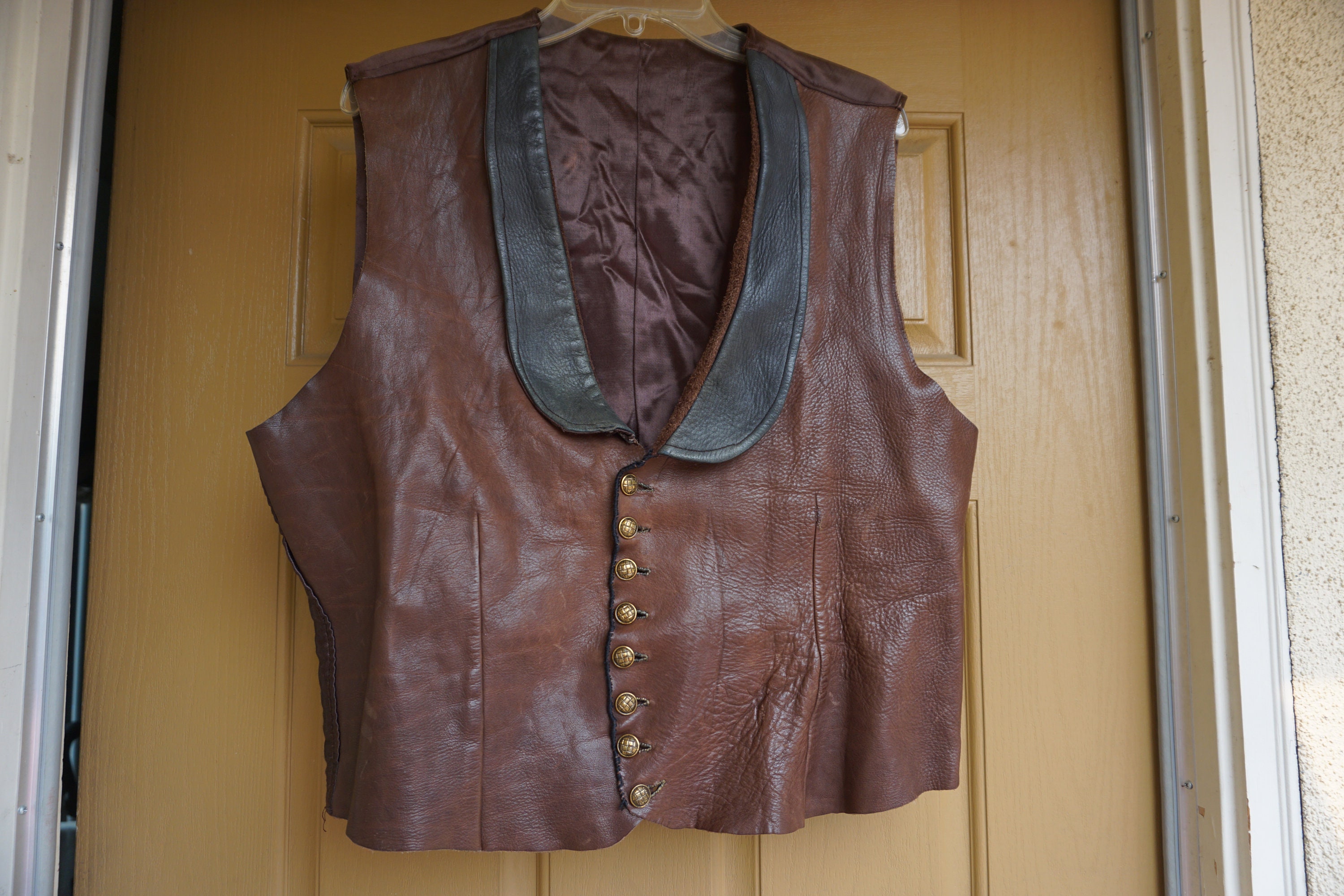 Leather Vest Steampunk Men's Size M Medium Western Button | Etsy