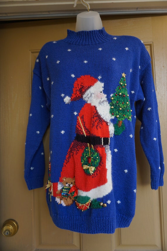 Vintage Christmas knit sweater Medium 1994 90s 19… - image 3