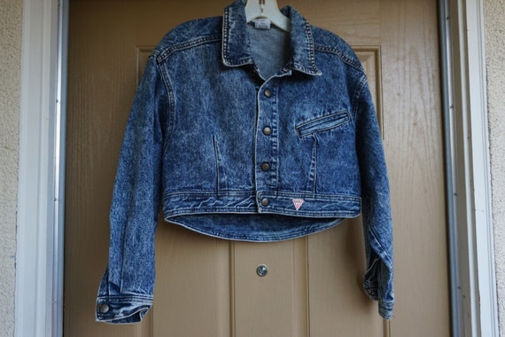Cropped Guess denim jean jacket 1990s 90s vintage… - image 6
