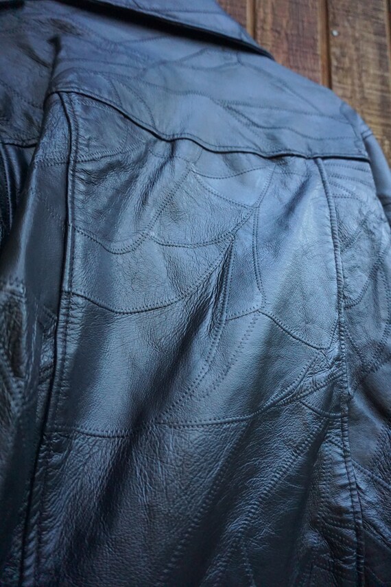 Flight Path Leather Vintage Black Patchwork Leather Jacket Size