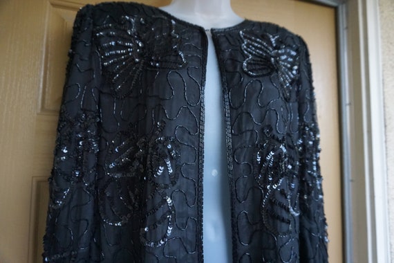 Vintage 1990s black sparkly sequined jacket by Am… - image 5