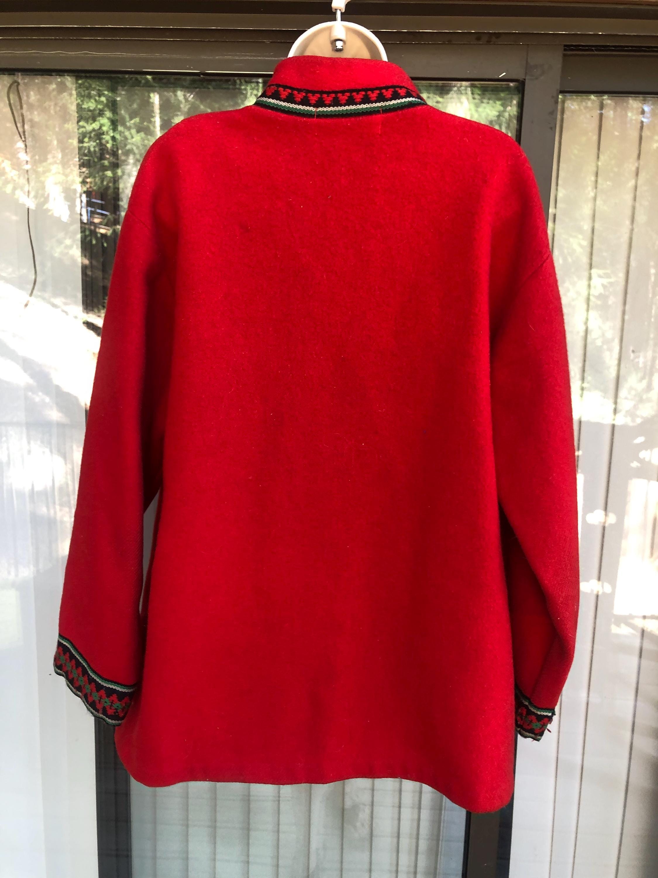 Vintage 1960s or 70s Red Wool Jacket by Happ Style Coat Women's