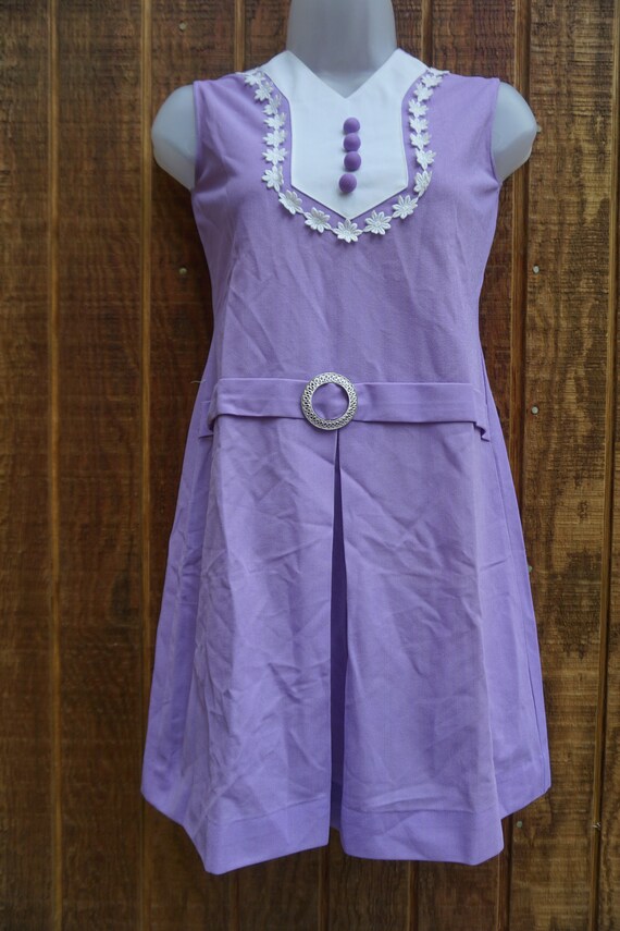 Drop waist purple vintage 1960s dress 60s estimat… - image 3